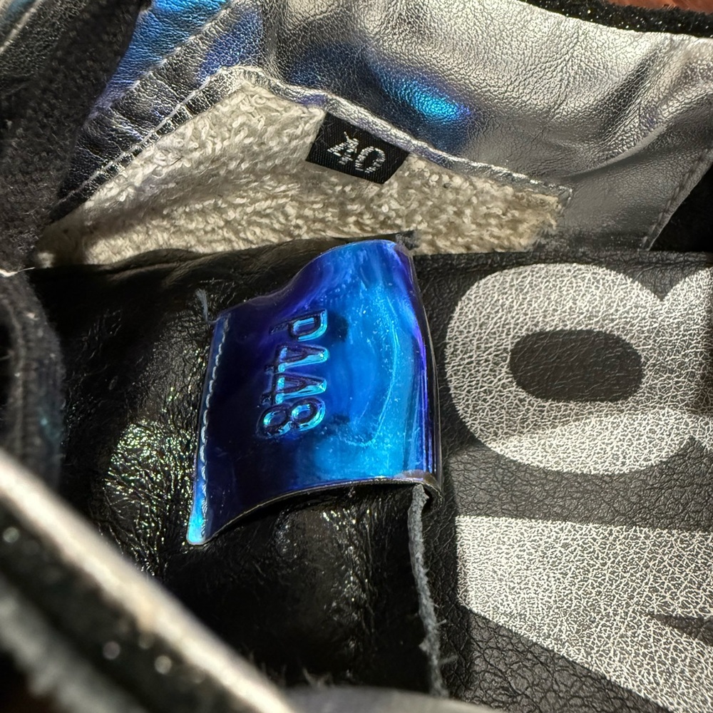 P448 Black Glitter Low-Top Sneakers with Iridescent Blue Tongue - Picture 4 of 5